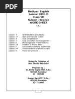 Medium - English Session 2012-13 Class-VIII Subject - Science Work-Sheet