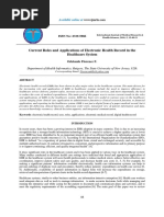 Current Roles and Applications of Electronic Health Record in the Healthcar