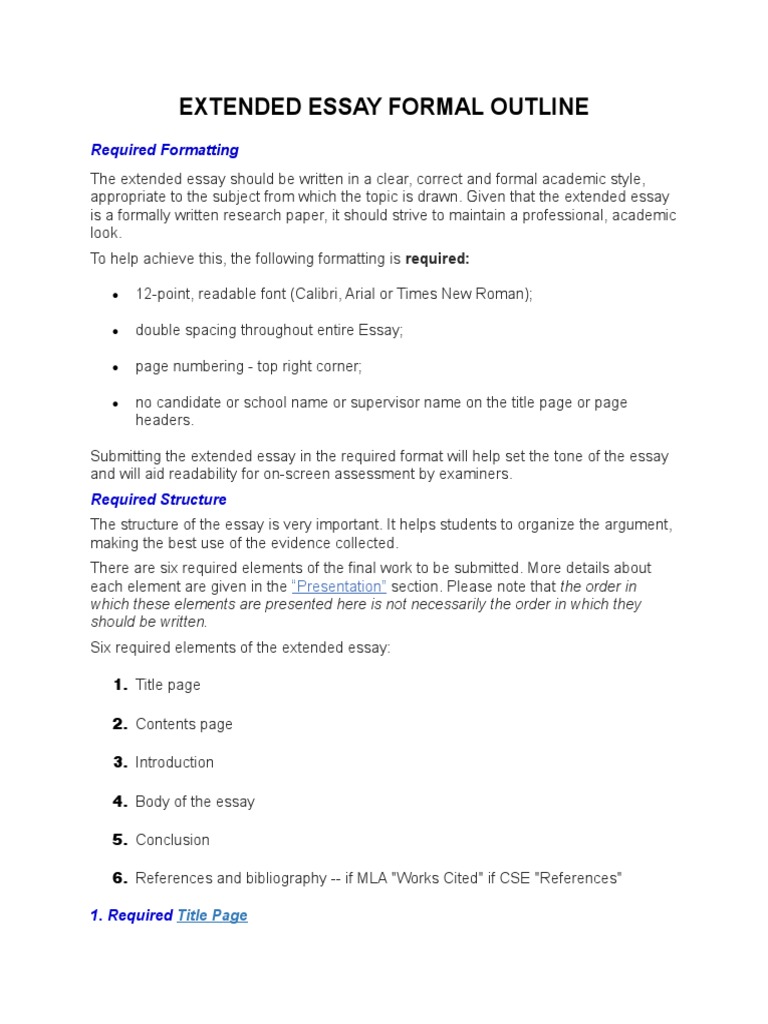 Exemplar Ee Formal Outline | PDF | Essays | Cognition