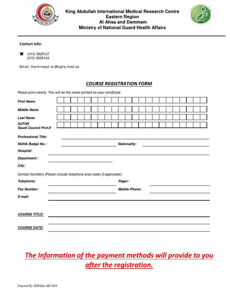 Course Registration Form Template | PDF