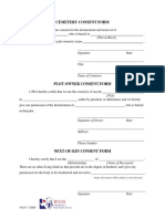 Cemetery Consent Form: (Name of Deceased) (Plot & Block)