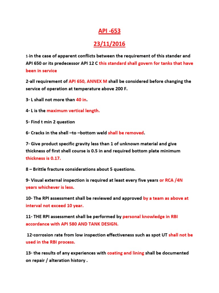 API 653 Standard Overview and Guidelines | PDF | Welding | Construction