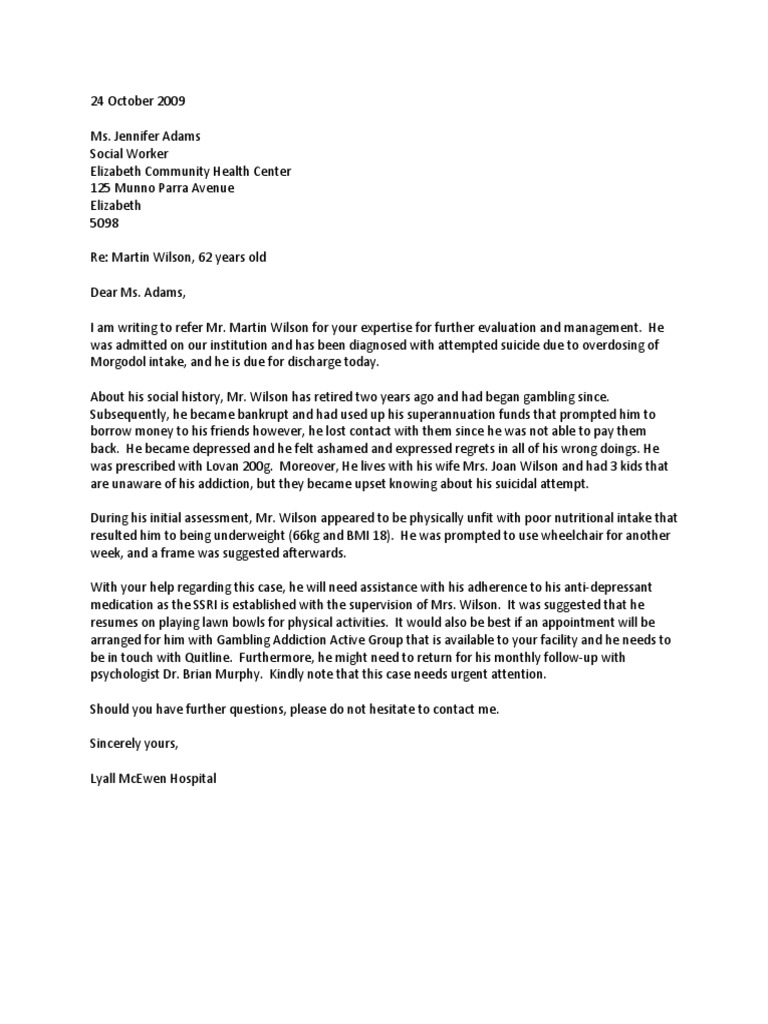 Referral for Martin Wilson's Care | PDF