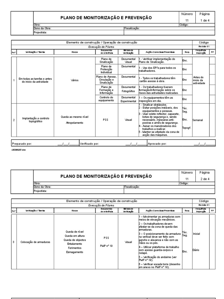 Plano de Monitorização e Prevenção em Obras | PDF | Natureza