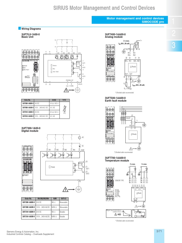 SIRIUS Motor Management and Control Devices Wiring Diagrams 3UF70.0