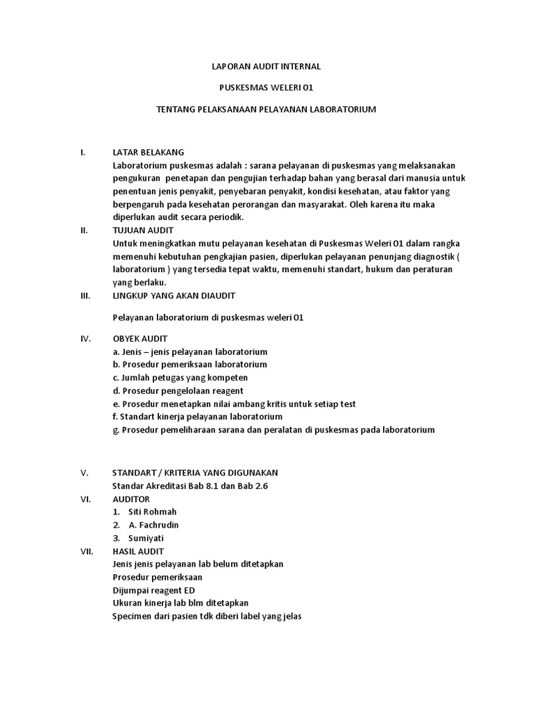Laporan Audit Internal Puskesmas