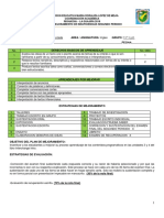 Plan de Mejoramiento 11° segundo periodo 2019.