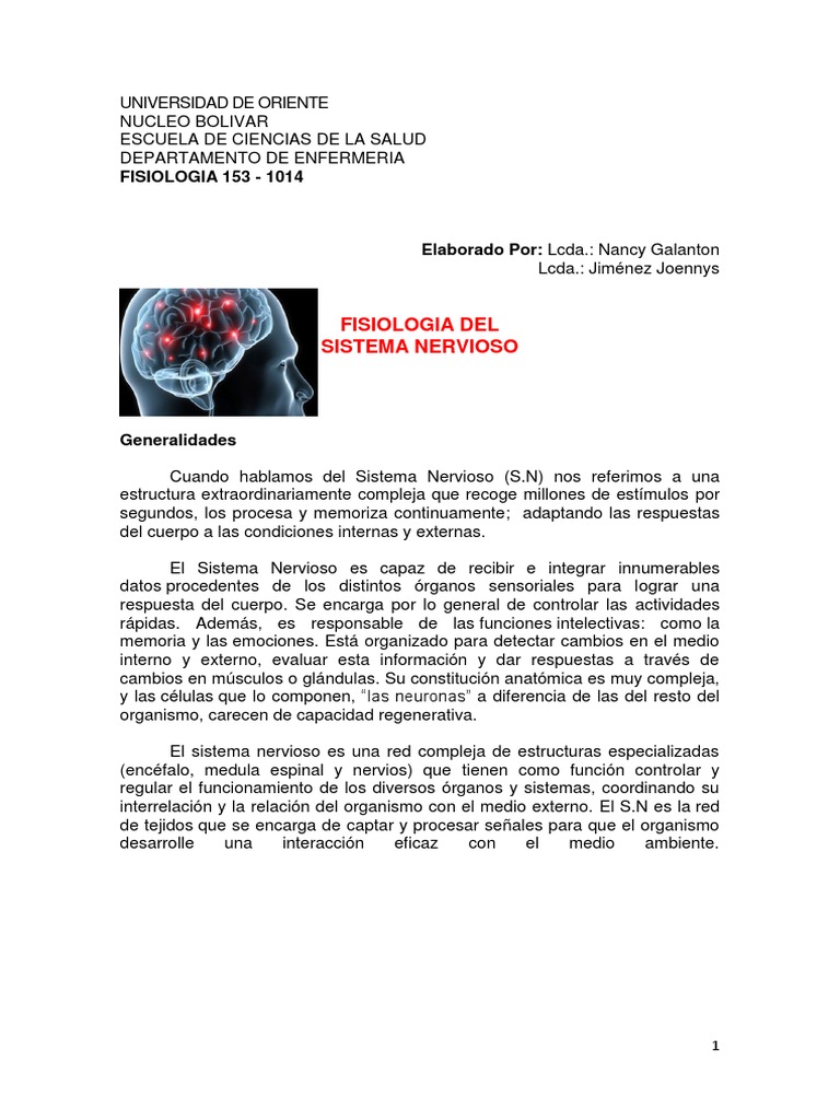 Fisiología del Sistema Nervioso | PDF | Sinapsis | Potencial de acción