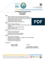 Least Mastered Competencies First Quarter 2018-2019