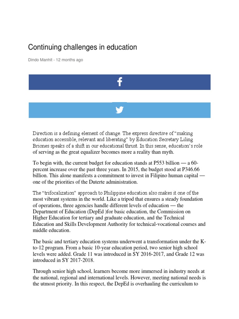 Challenges in Philippine Education System | PDF | Curriculum | Higher ...