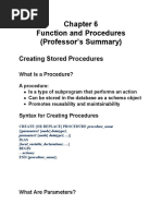 Function and Procedures (Professor's Summary)