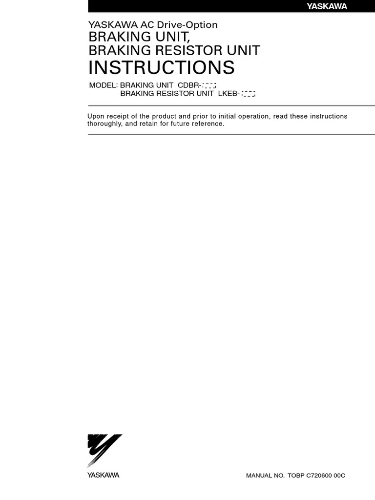 Instructions: Braking Unit, Braking Resistor Unit | PDF | Power Supply ...