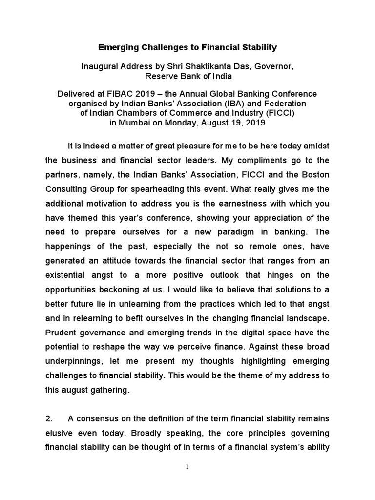 Emerging Challenges To Financial Stability | PDF | Non Bank Financial ...
