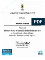 Certificado de Simulacro 2018 PDF
