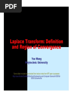 Laplace Transform: Definition and Region of Convergence: Yao Wang Polytechnic University