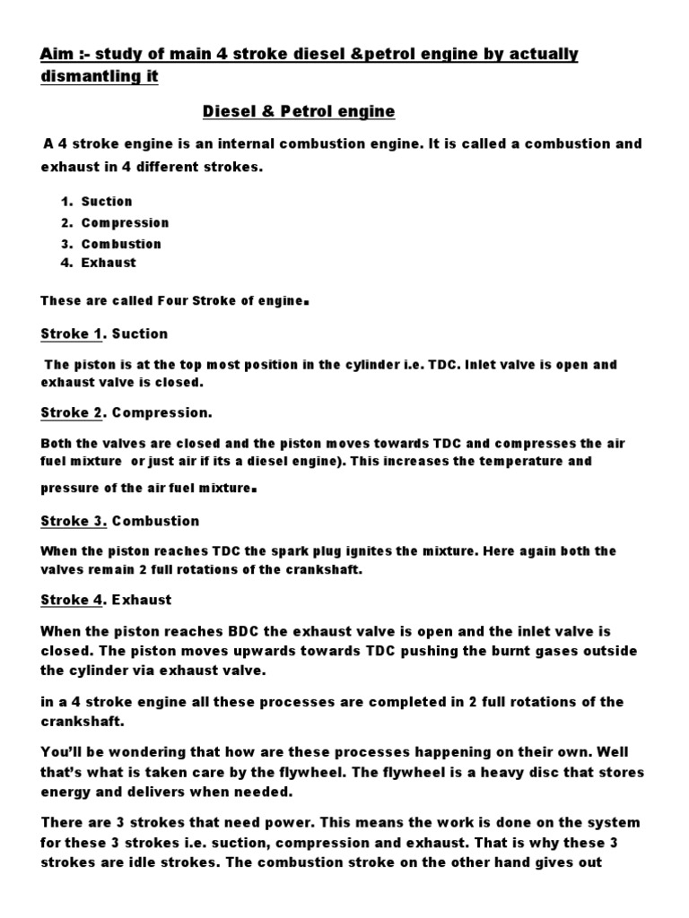 4-Stroke Diesel & Petrol Engine Study | PDF | Science & Mathematics ...