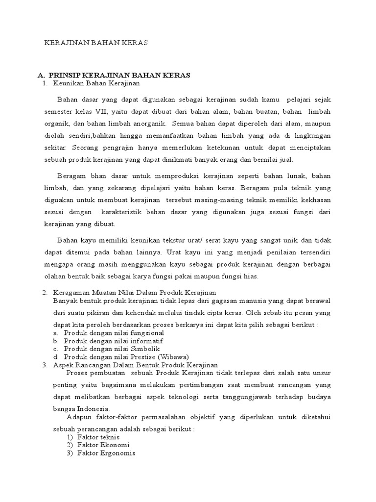 A Prinsip Kerajinan Bahan Keras