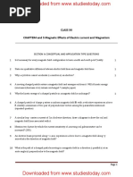 CBSE Class 12 Physics Magnetic Effects of Electric Current and Magnetism