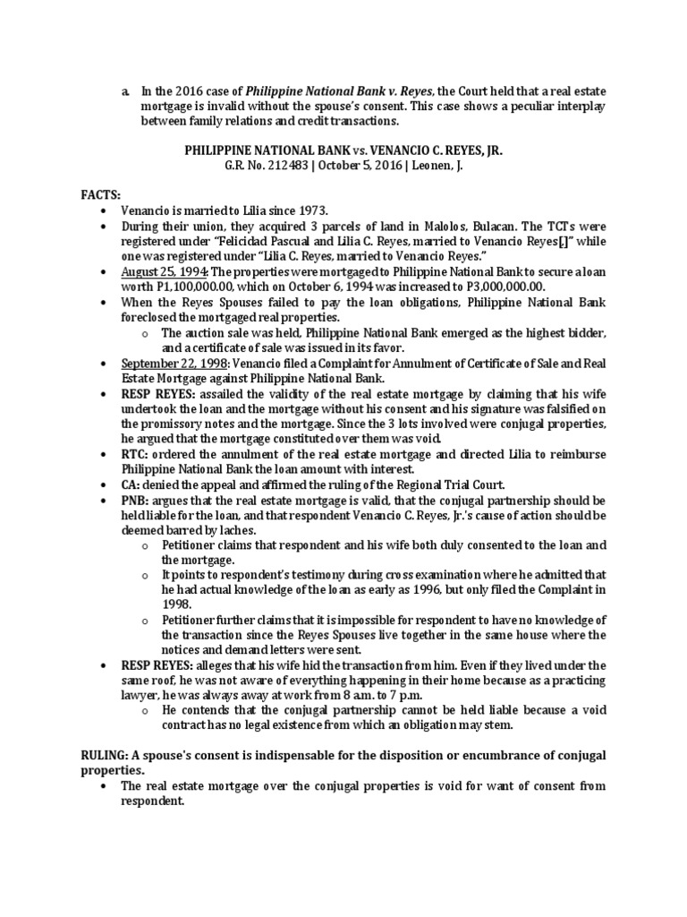 PNB v. Reyes Real Estate Mortgage PDF Laches (Equity) Foreclosure