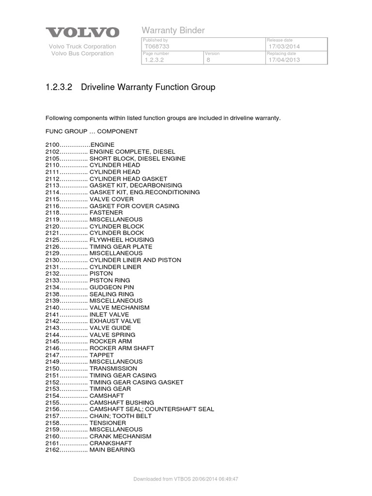 Driveline Warranty Function Group PDF Axle Transmission (Mechanics)