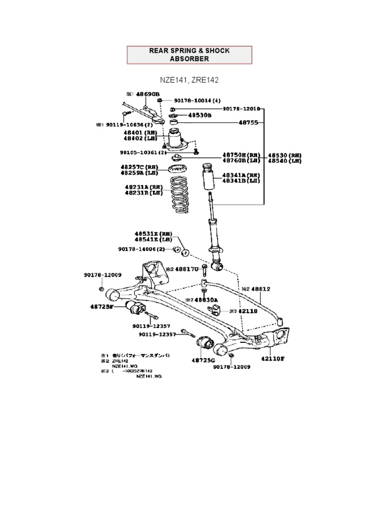 NZE141, ZRE142: Rear Spring & Shock Absorber | PDF