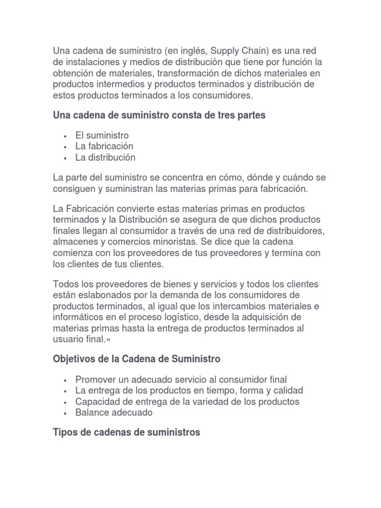 Claves de la Cadena de Suministro | PDF | Logística | Almacén