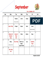 September Snack Calendar