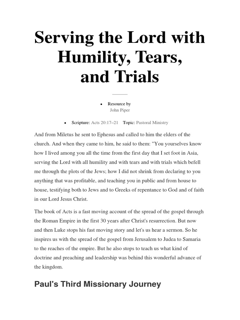 Humble Service in Pastoral Ministry | PDF | Acts Of The Apostles ...