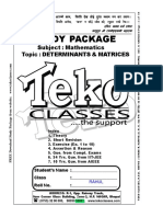 Study Package: Subject: Mathematics Topic: Determinants & Matrices