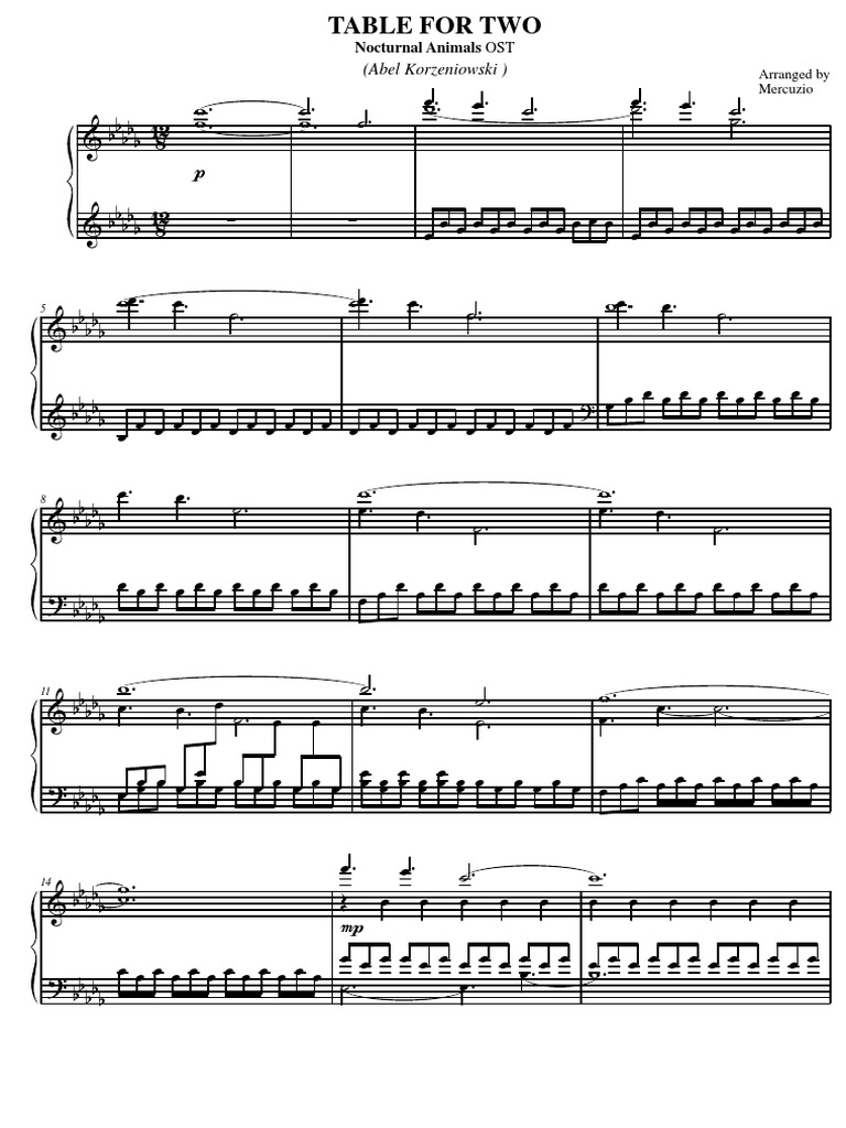 Table For Two Nocturnal Animals Ost Abel Korzeniowski