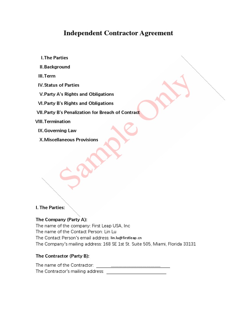 Independent Contractor Agreement | PDF | Indemnity | Independent Contractor