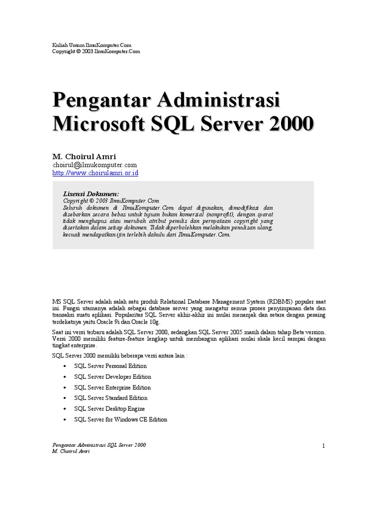 MSSqlServer2000 PDF | PDF