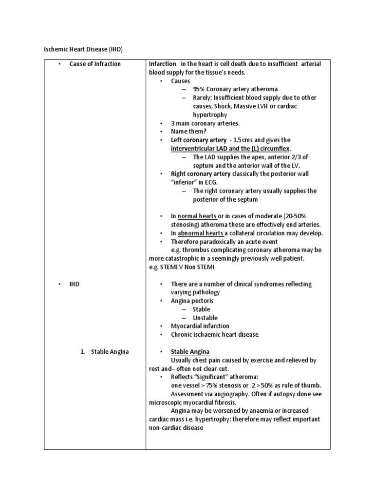 Ischemic Heart Disease Overview | PDF | Myocardial Infarction ...