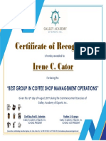 Certificate of Recognition: Irene C. Cator