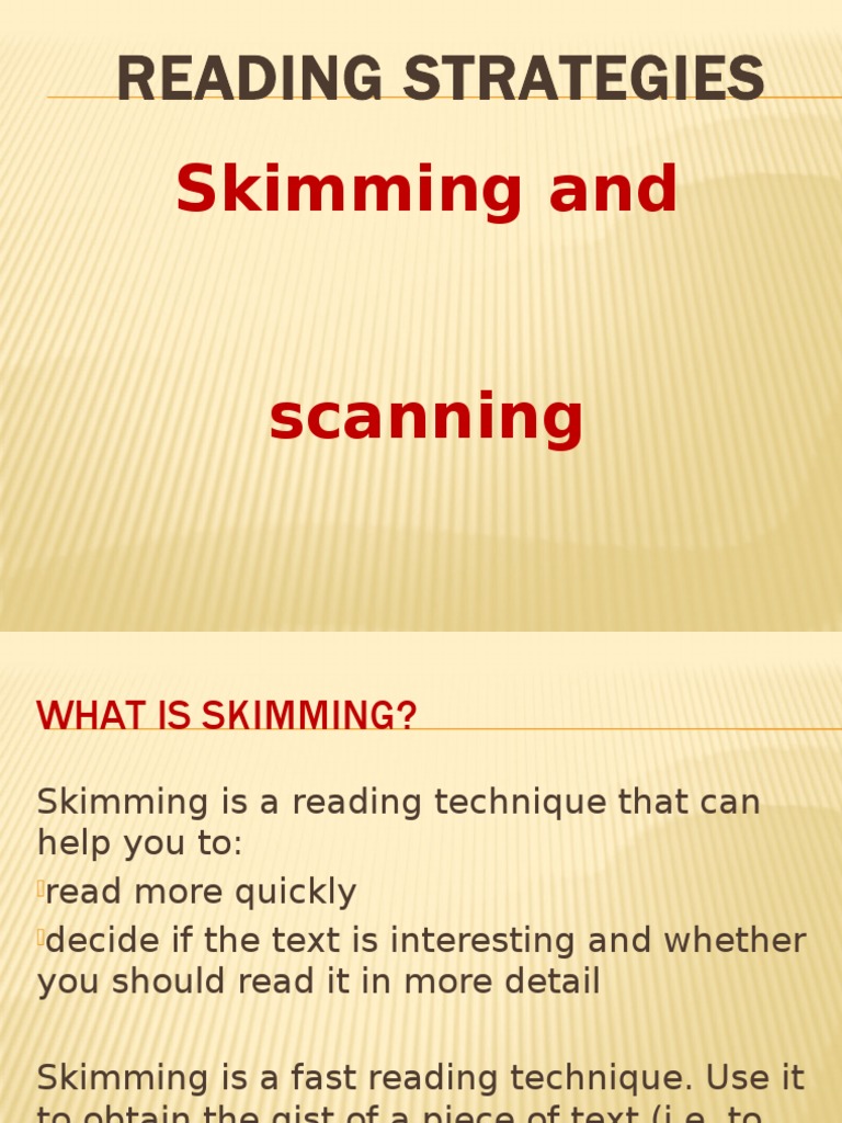 Skimming and Scanning PDF