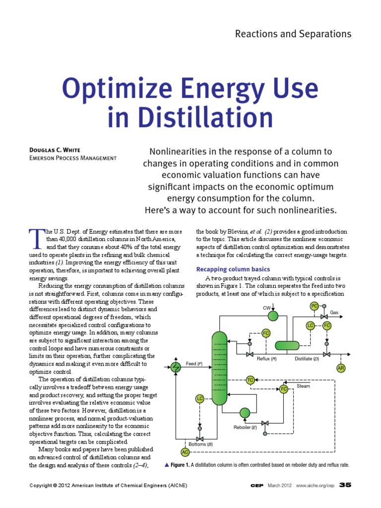 Optimize Energy Use in Distillation: Reactions and Separations | PDF ...