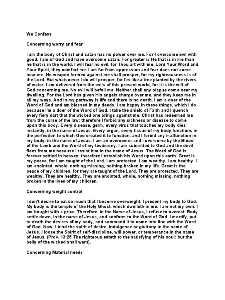 Daily Faith Confessions | PDF | Wisdom | Jesus