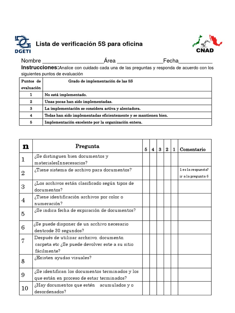 lista de verificacion oficina Archivo de computadora Informática