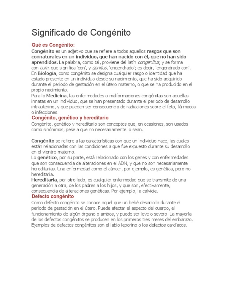 Significado de Congénito | PDF | Ciencia y matemáticas