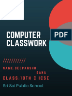 Computer Classwork: Class:10Th C Icse