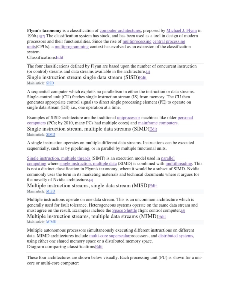 Single Instruction Stream Single Data Stream (SISD) : Classifications | PDF  | Concurrency (Computer Science) | Computer Architecture