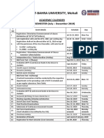 Academic Calender July - Dec 2019