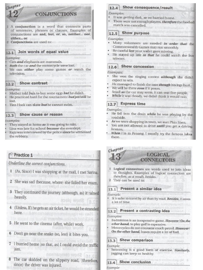 Conjunctions, Logical, Sequence Connectors PDF