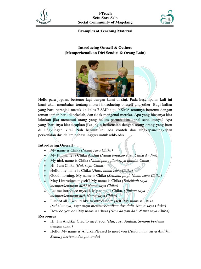 Examples of Teaching Material PDF