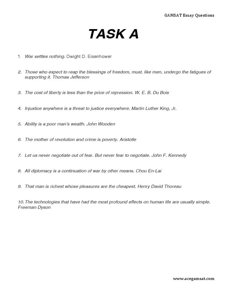 GAMSAT Essay Question Examples | PDF | Young Adult