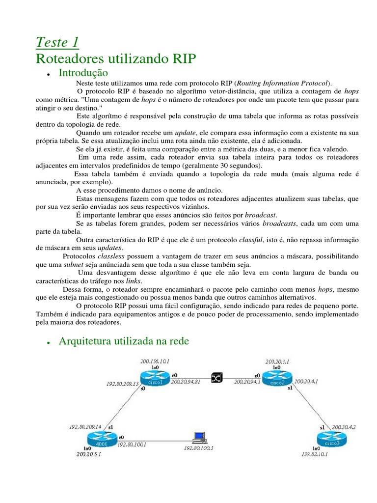 Protocolo RIP | PDF | Protocolos de camada de rede | Rede de computadores