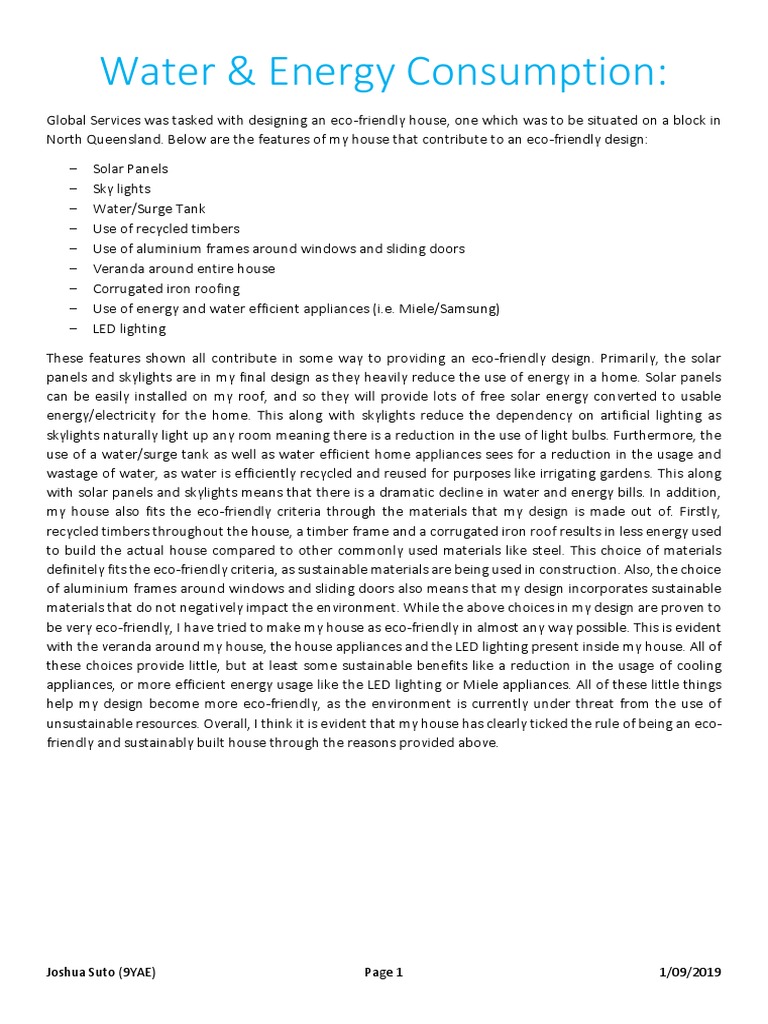 Water Energy Consumption - Justification | PDF | Sustainability | Lighting