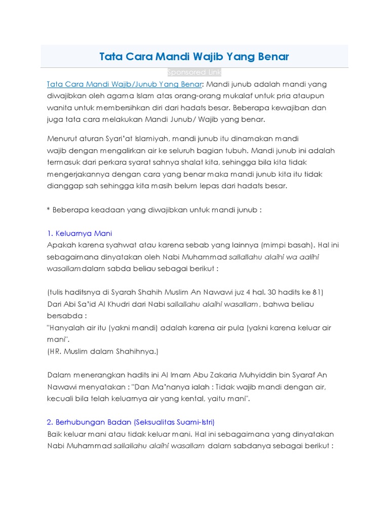 Panduan Mandi Wajib yang Praktis dan Mudah Diikuti