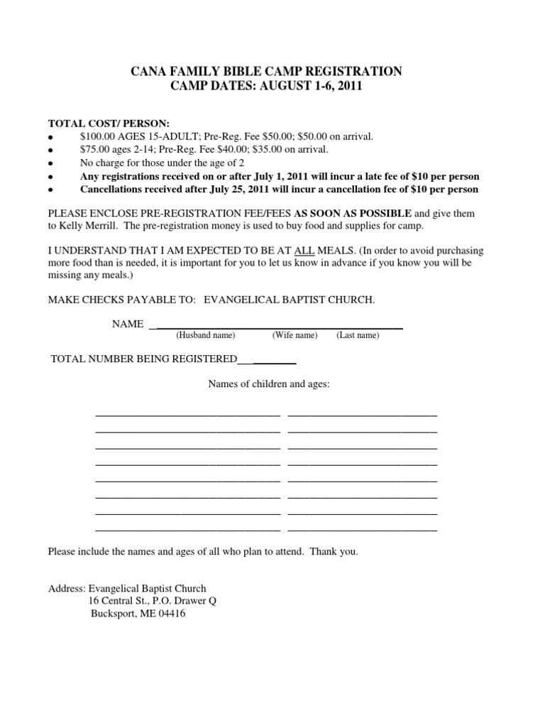 Camp Registration 2011 | PDF