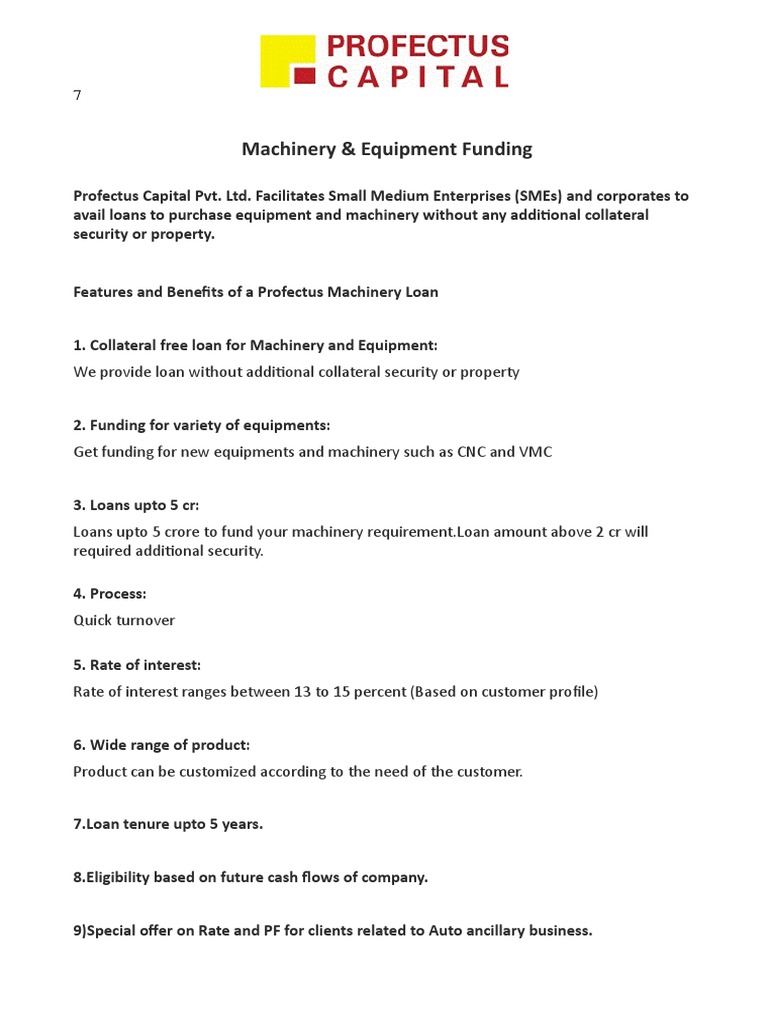 Machinery Loans for SMEs Without Collateral | PDF